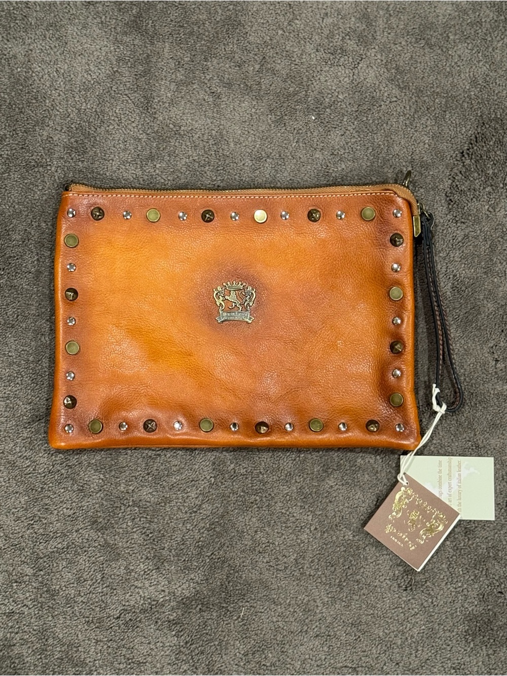 NWD Pratesi Firenze B456 Studded Genuine Leather Clutch Purse Bag